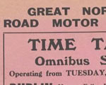 Printed time table of GNR omnibus service Dublin  Cavan, 1930. Taken from Paddy Mallon collection