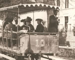 Tramcar No. 10 waits to leave for Warrenpoint, with the Rostrevor Hotel in the distance